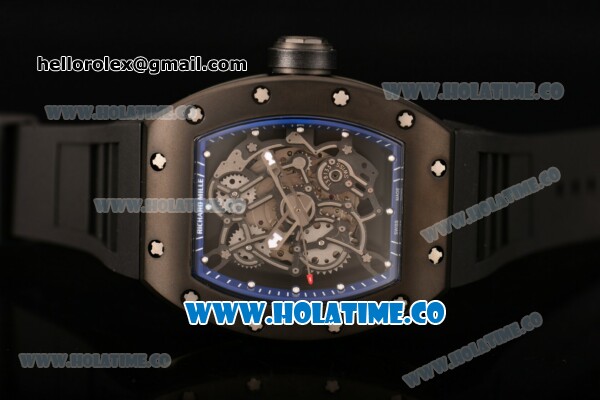 Richard Mille RM 055 Bubba Watson Tourbillon Manual Winding PVD Case with Skeleton Dial Dot Markers and Blue Inner Bezel - Click Image to Close